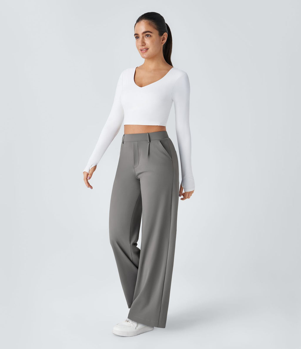 Pantalon tailleur Halara Flex™ DayStretch coupe droite taille haute avec poches