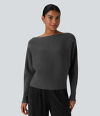 Pull décontracté col bateau manches chauve-souris