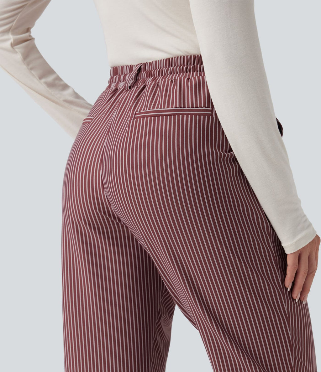 Pantalon Halara Flex™ taille mi-haute à cordon, effet rayé, coupe fuselée avec poches
