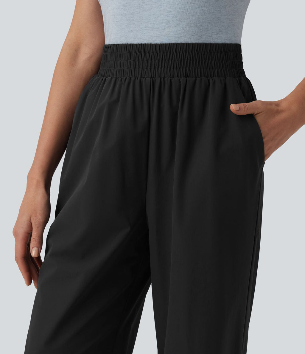 Pantalon casual large ample taille haute avec poches