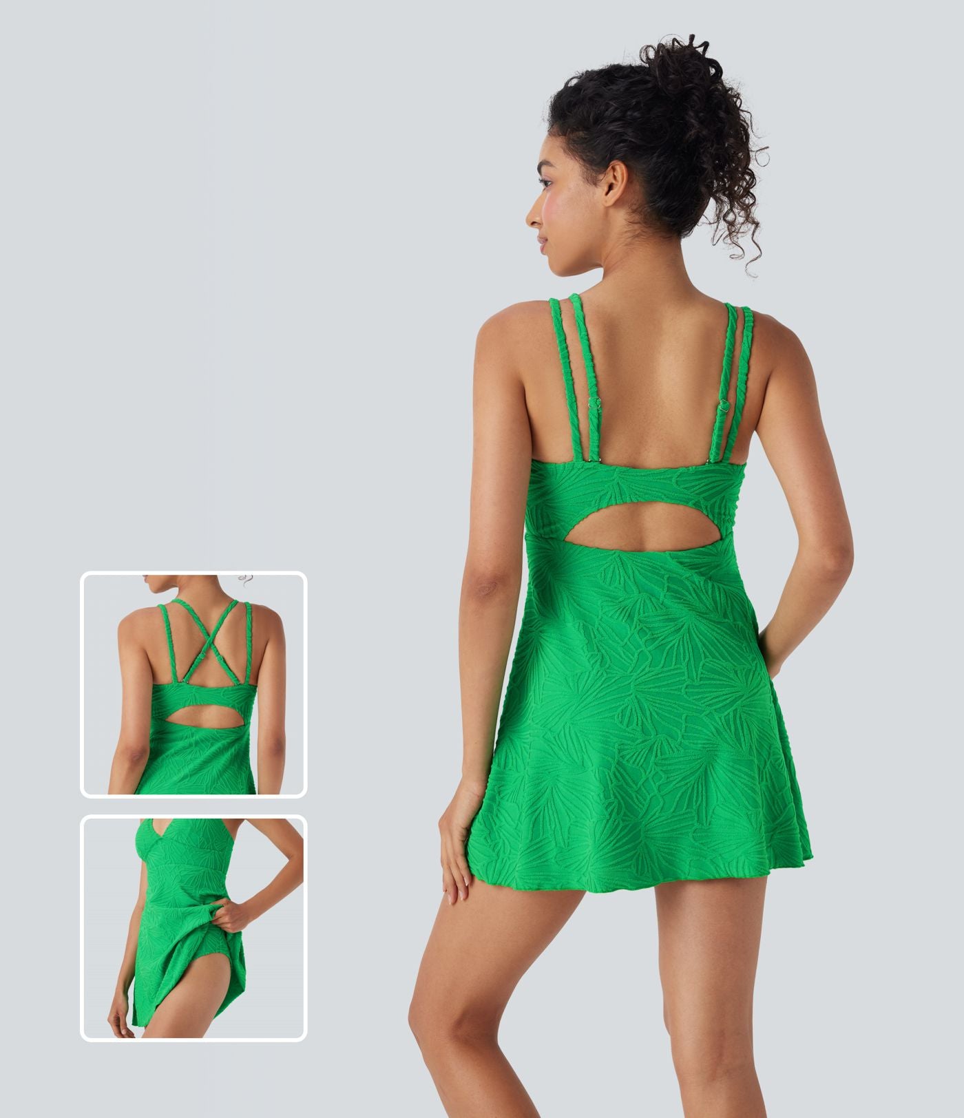 Robe de bain courte 2-en-1 dos nu ajourée