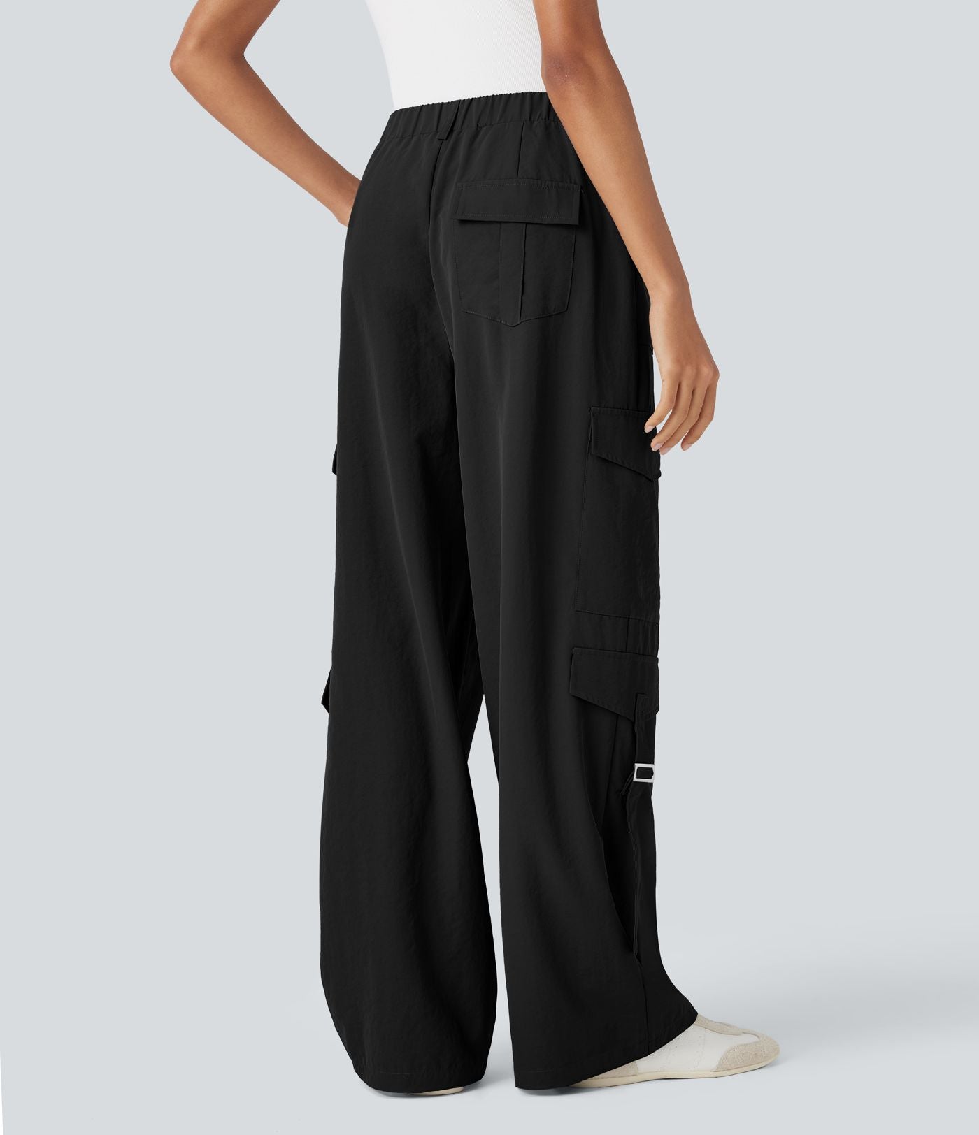 Pantalon cargo de voyage taille haute avec poches multiples
