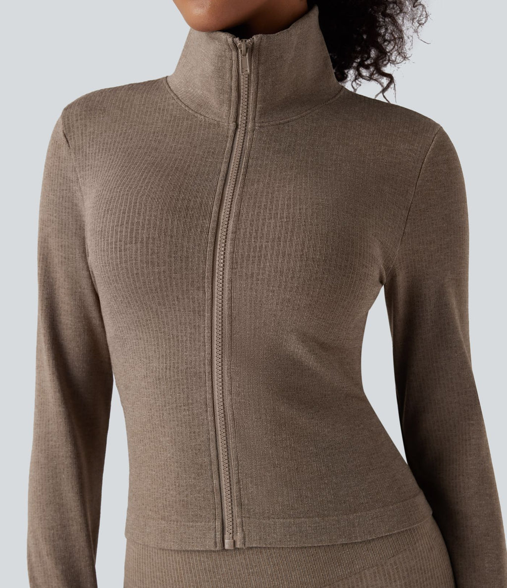 OneForm Seamless Flow Veste yoga chaude zippée à manches longues