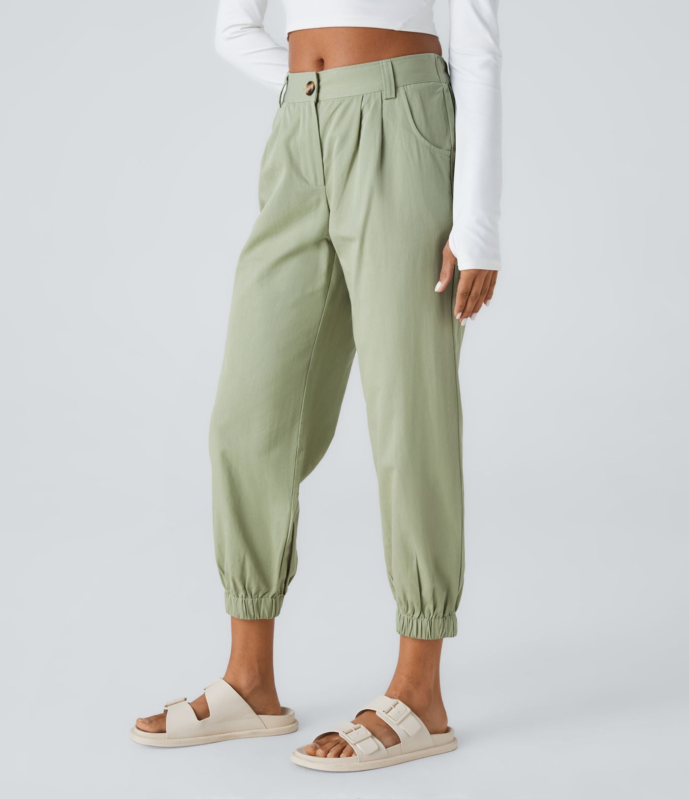 Joggings décontractés à taille mi-haute avec poches