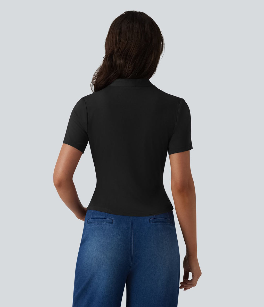 Blouse col V manches courtes pour le bureau