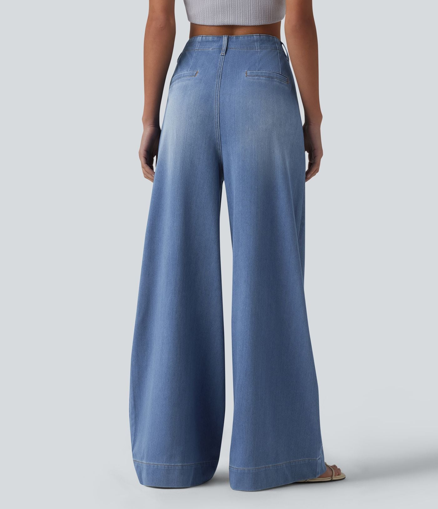 Halara Flex™ Jean évasé casual large taille haute avec poches