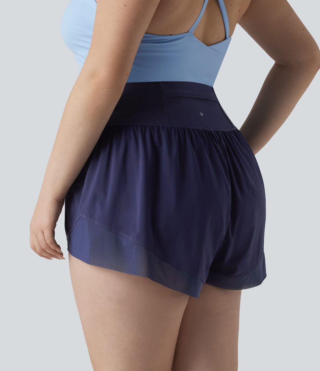 Short de yoga grande taille Breezeful™ à taille haute, ourlet croisé, séchage rapide et poche