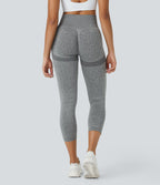 Legging capri yoga taille haute froncé effet push-up sans couture OneForm Seamless Flow