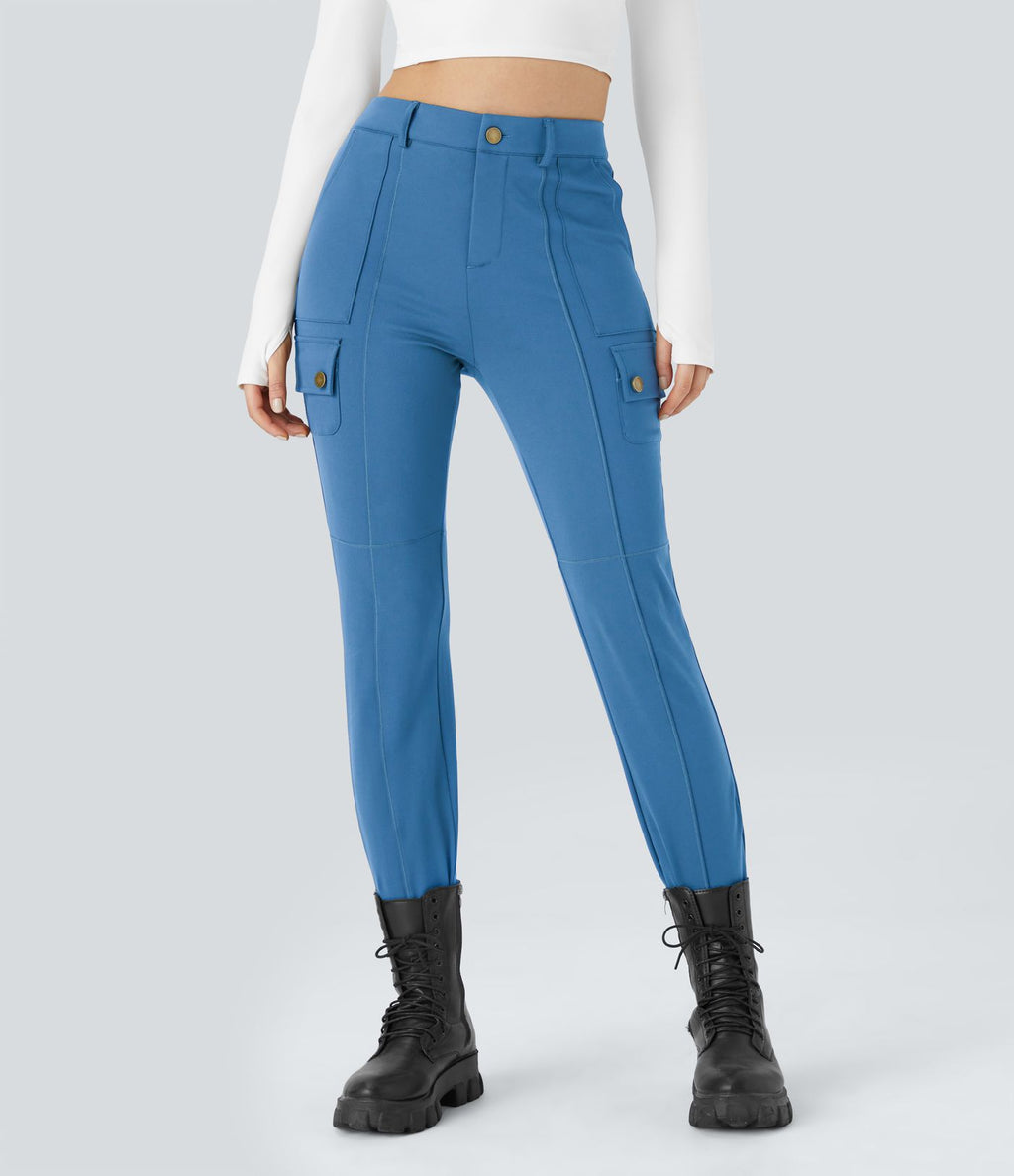 Pantalon cargo ajusté uni taille haute DayStretch avec poches zippées