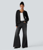 Cardigan tailleur col rond torsadé manches longues