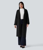 Cardigan de travail tricot ouvert manches longues coupe longue