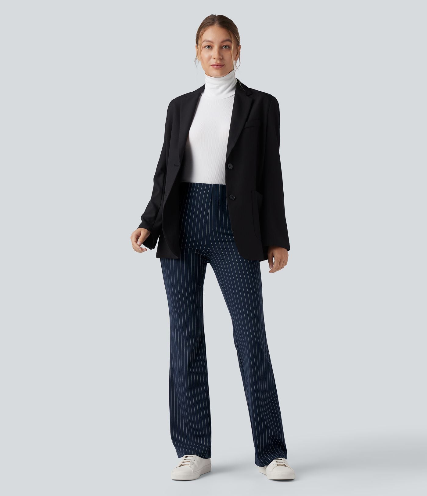 Halara Flex™ Pantalon tailleur évasé à rayures taille haute avec poches