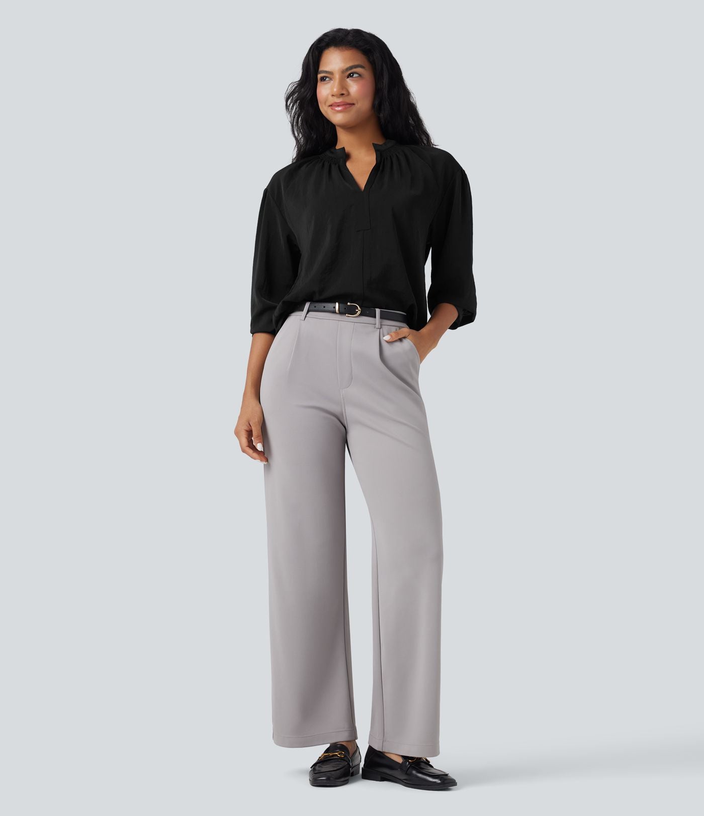 Chemise de travail manches longues col V