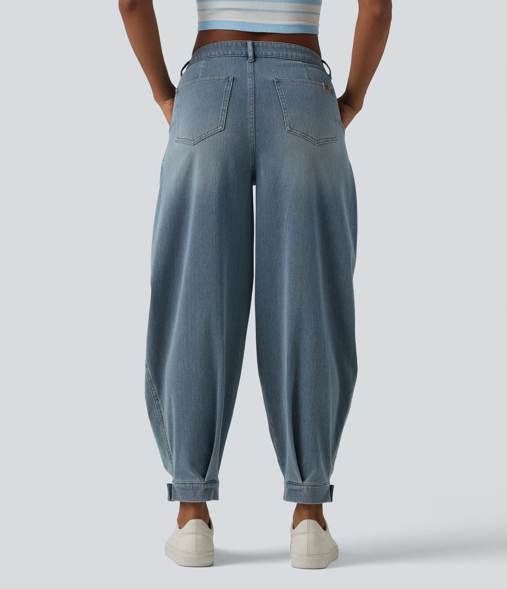 Halara Flex™ Jogging barrel en denim taille mi-haute avec poches