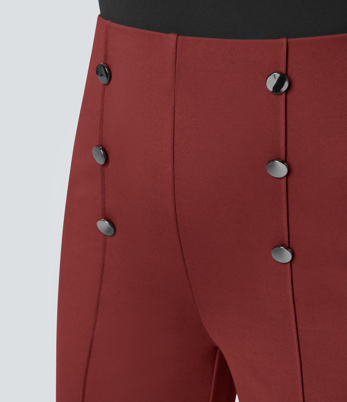 Pantalon Tailleur Large Taille Haute avec Bouton et Poches