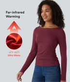 Chemise de travail chauffante Halara HeatCore col bateau manches longues