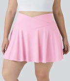 Jupe de tennis SoftlyZero™ Airy confortable 2-en-1 à taille haute croisée avec poches latérales, coupe évasée grande taille effet frais InstantCool, protection solaire UPF50+