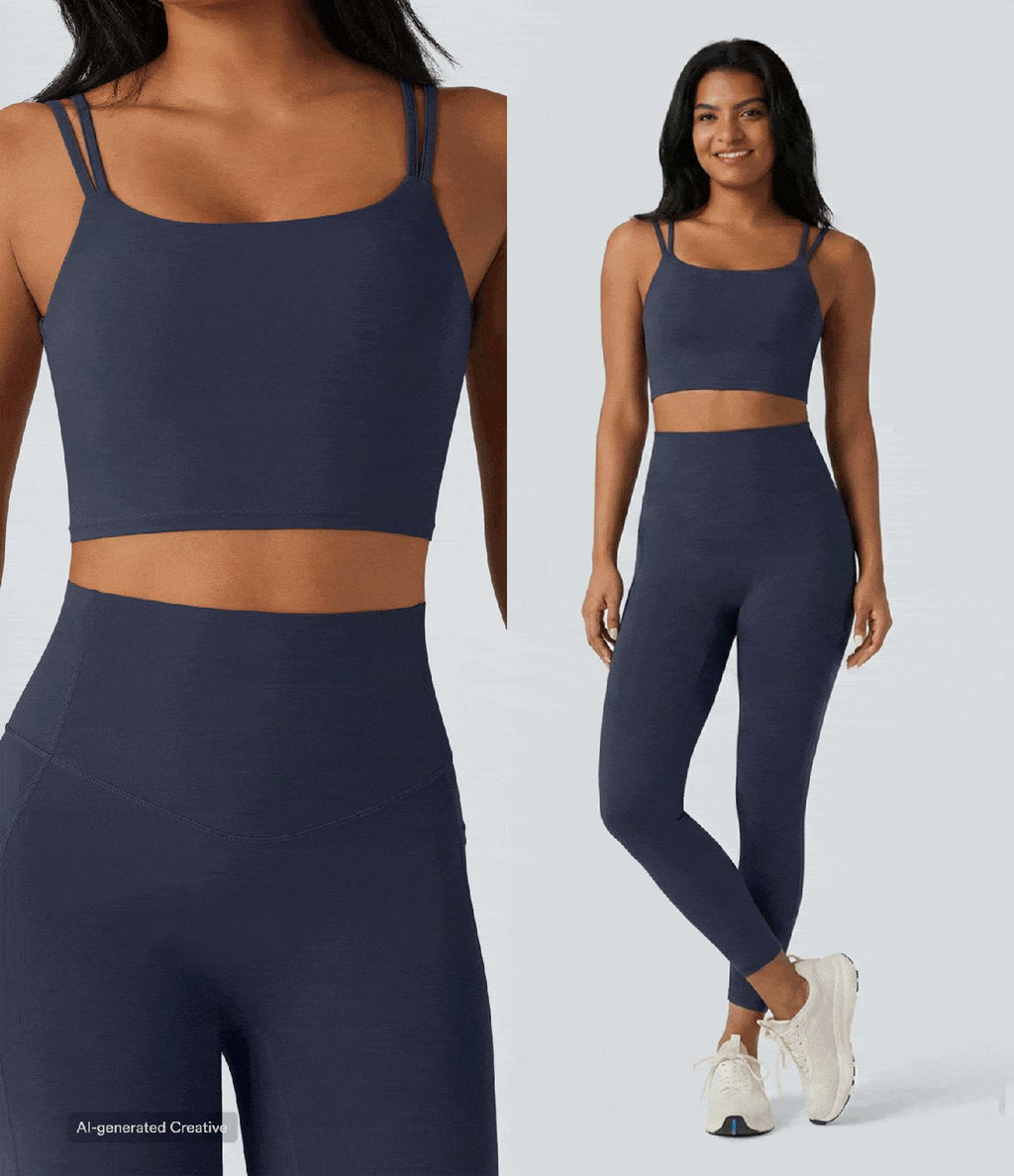 Débardeur yoga court Halara UltraSculpt™ double bretelles torsadé dos nu