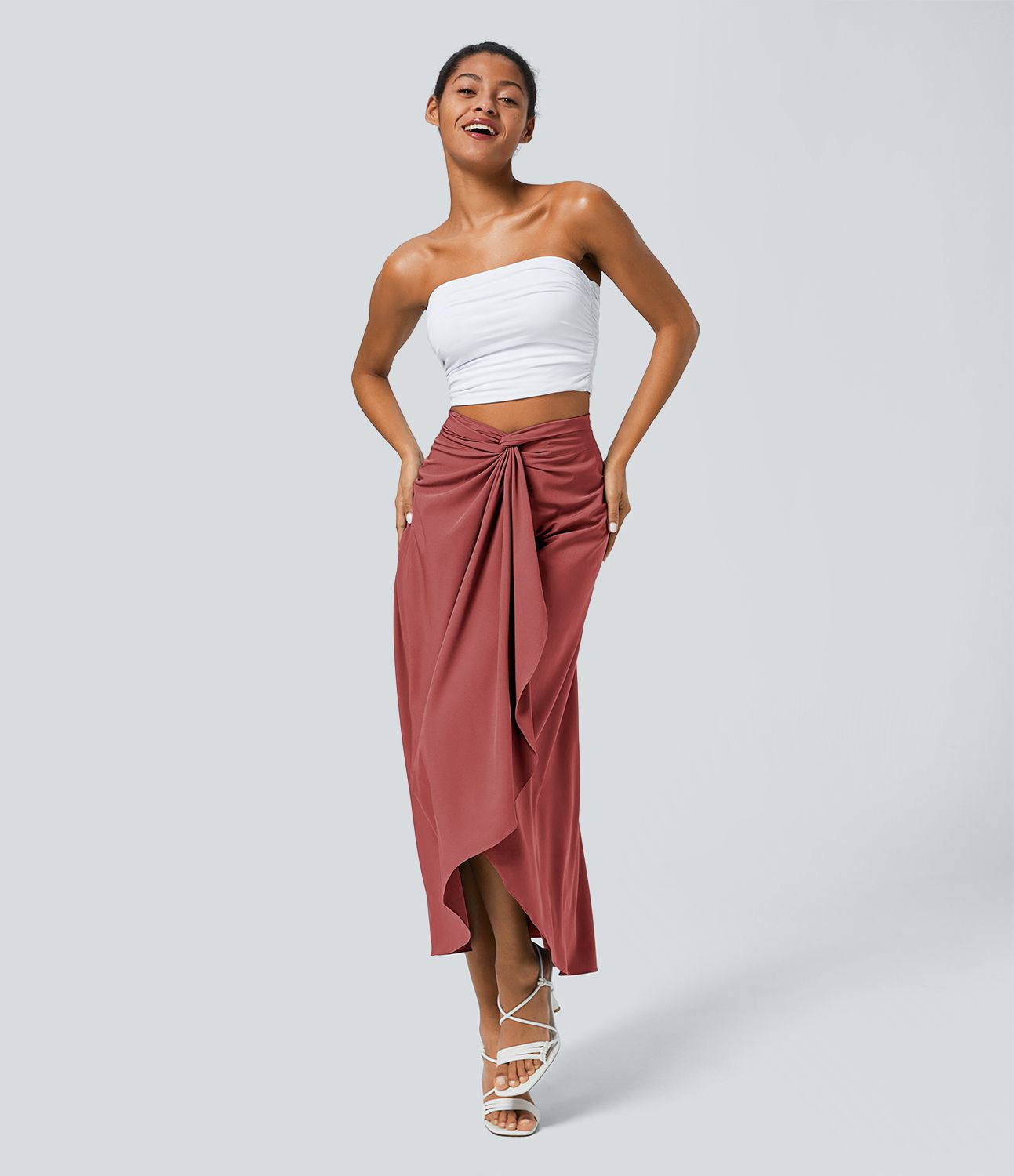 Jupe fluide de Vacances Breezeful™ Séchage Rapide Taille Haute Dos Noué Torsadé