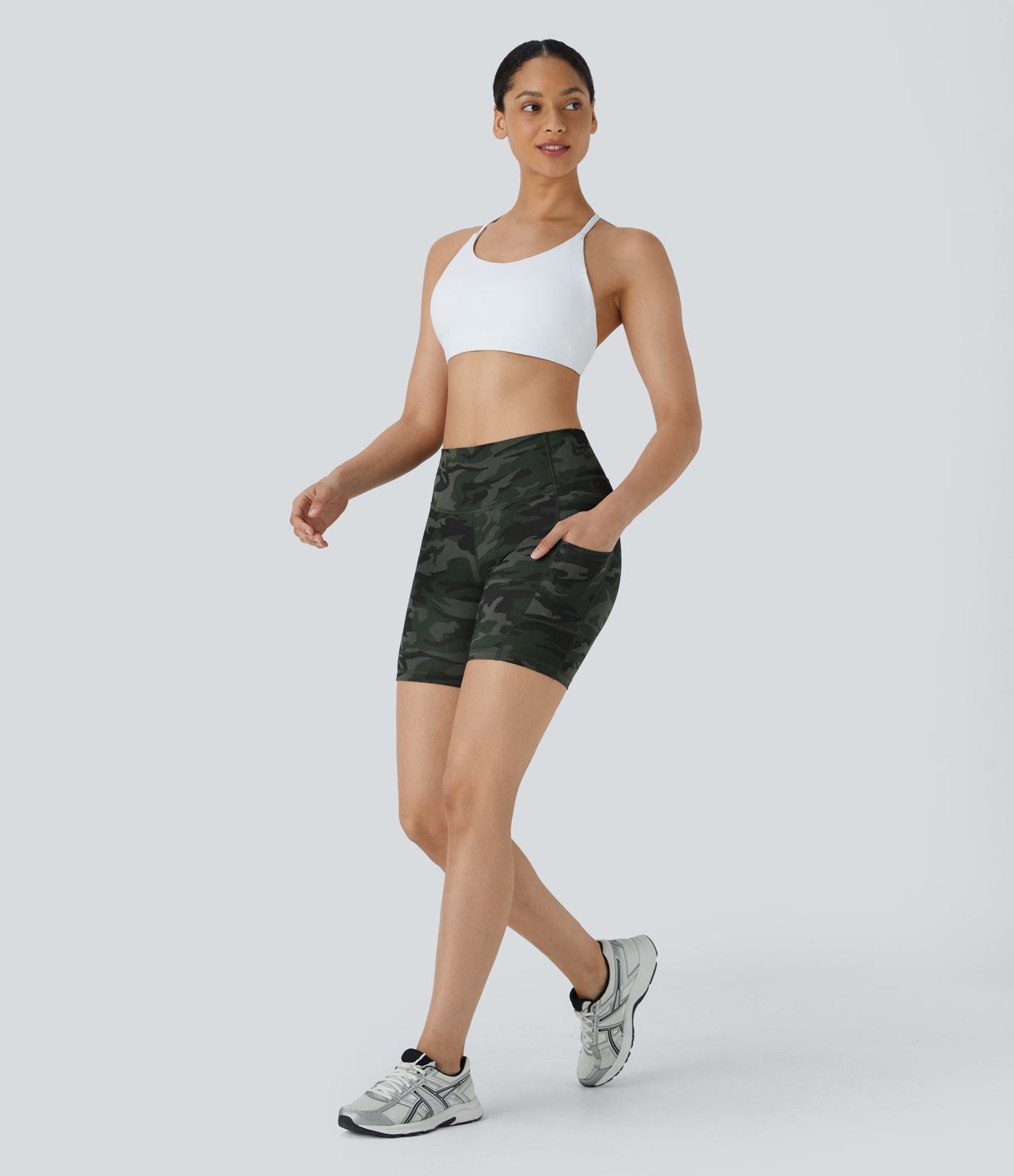 Short Course Biker Yoga Taille Haute avec Poches Latérales