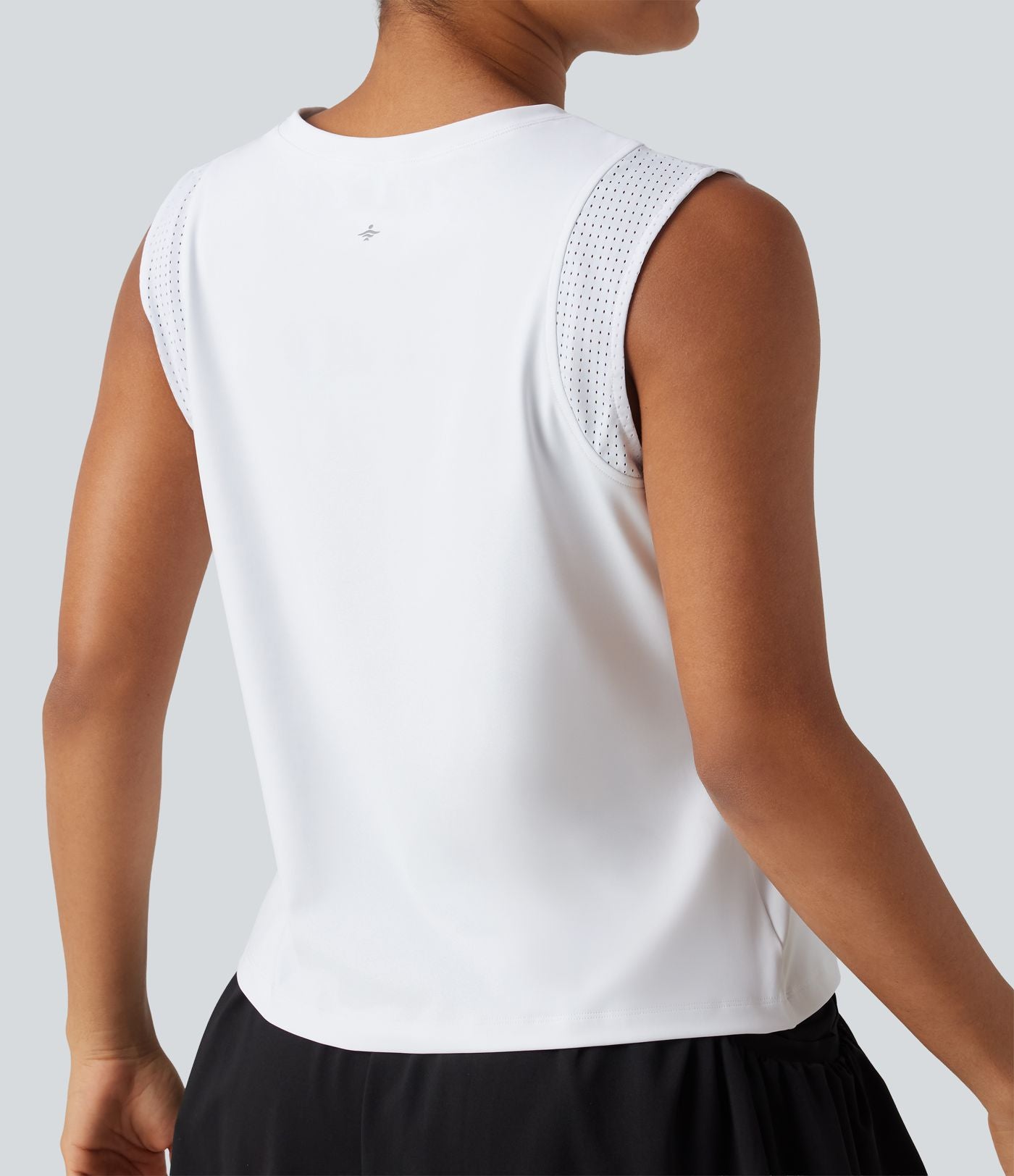 Débardeur de course à col rond en SoftlyZero™ Airy et mesh contrastant respirant à effet frais InstantCool, protection solaire UPF50+