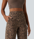 Short de yoga Halara UltraSculpt™ imprimé léopard, taille haute, gainant, jambes droites, 25 cm, avec poches