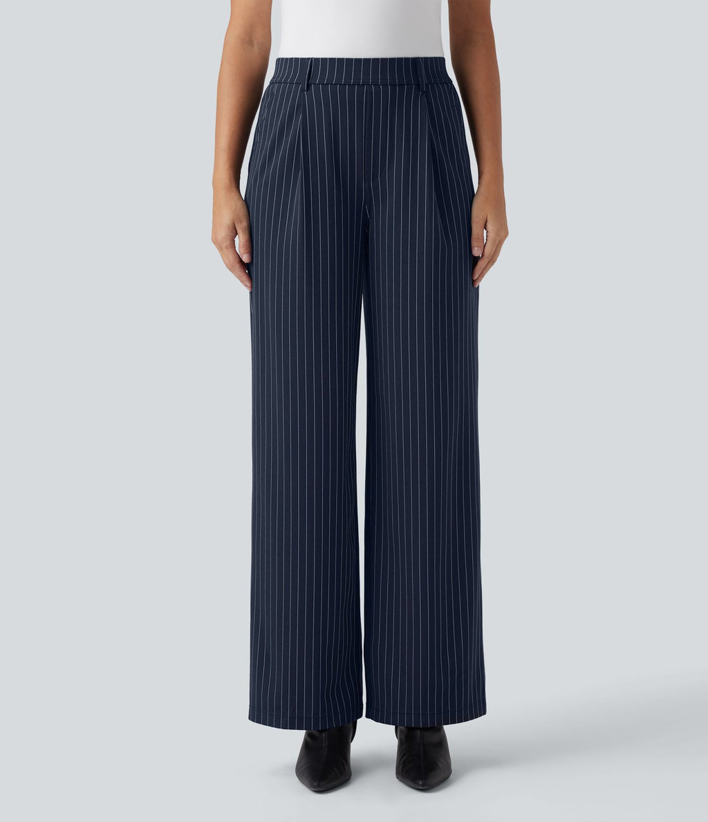 Pantalon Halara Flex™ tailleur droit taille haute rayé effet frais InstantCool avec poches