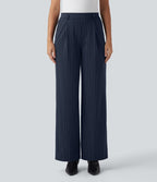 Pantalon Halara Flex™ tailleur droit taille haute rayé effet frais InstantCool avec poches