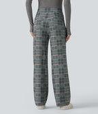 Pantalon tailleur Halara Flex™ à carreaux taille haute coupe droite avec poches