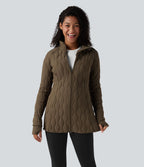 Veste matelassée de sport PuffFlex à col montant, manches longues, fermeture éclair avec passe-pouces et poches