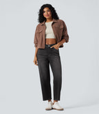 Jean baggy Halara Flex™ taille haute coupe en V 7/8 avec poches