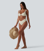 Bas de bikini jacquard croisé taille mi-haute
