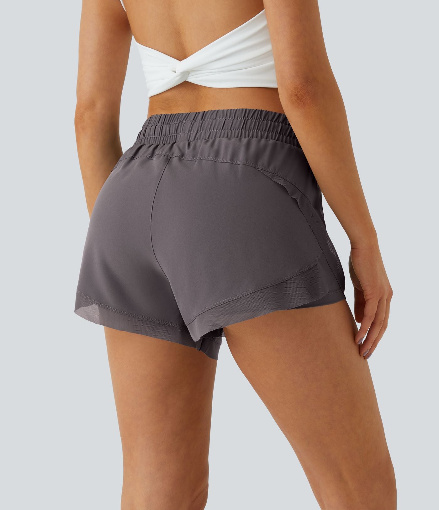 Shorts Running 7,5cm 2 en1 Taille Mi-Haute Cordon de Serrage Empiècement Mesh Contrastant