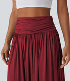 Jupe longue fluide froncée taille haute