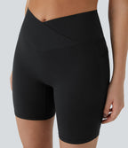 Softlyzero™ Short 17,5cm Yoga Taille Haute Crossover avec Poches Latérales