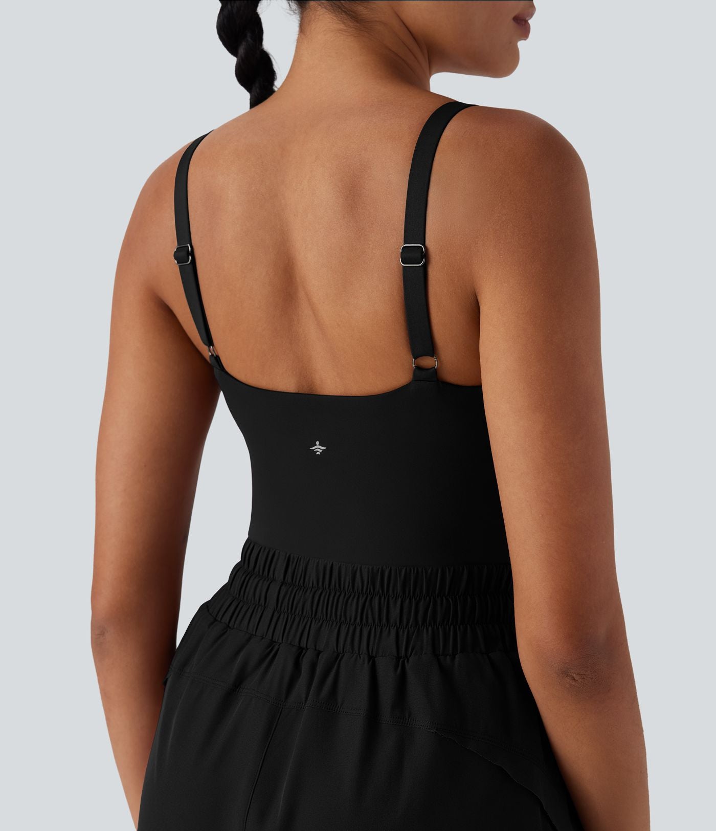 Combi-short de running 2-en-1 dos nu smocké avec cordon de serrage et poches latérales