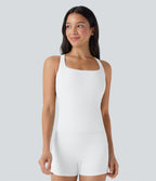 Débardeur de course crop top dos nu col carré bretelles croisées Softlyzero™ Airy Cool Touch - longueur rallongée - UPF50+