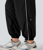 Jogging de danse à taille basse, cordon ajustable, bandes colorées, séchage rapide et poches latérales