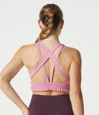 Brassière de sport pour entraînement à maintien léger, col U, ourlet à volants