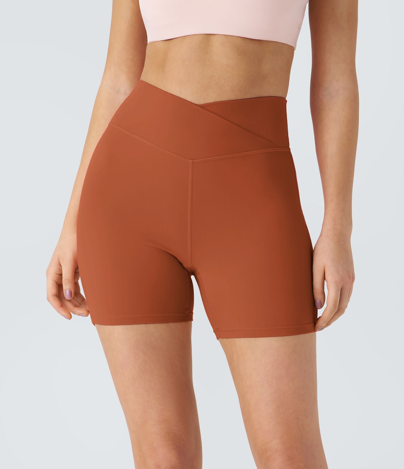 Softlyzero™ Plush Shorts 12,5cm Yoga Taille Haute Croisés Froncés