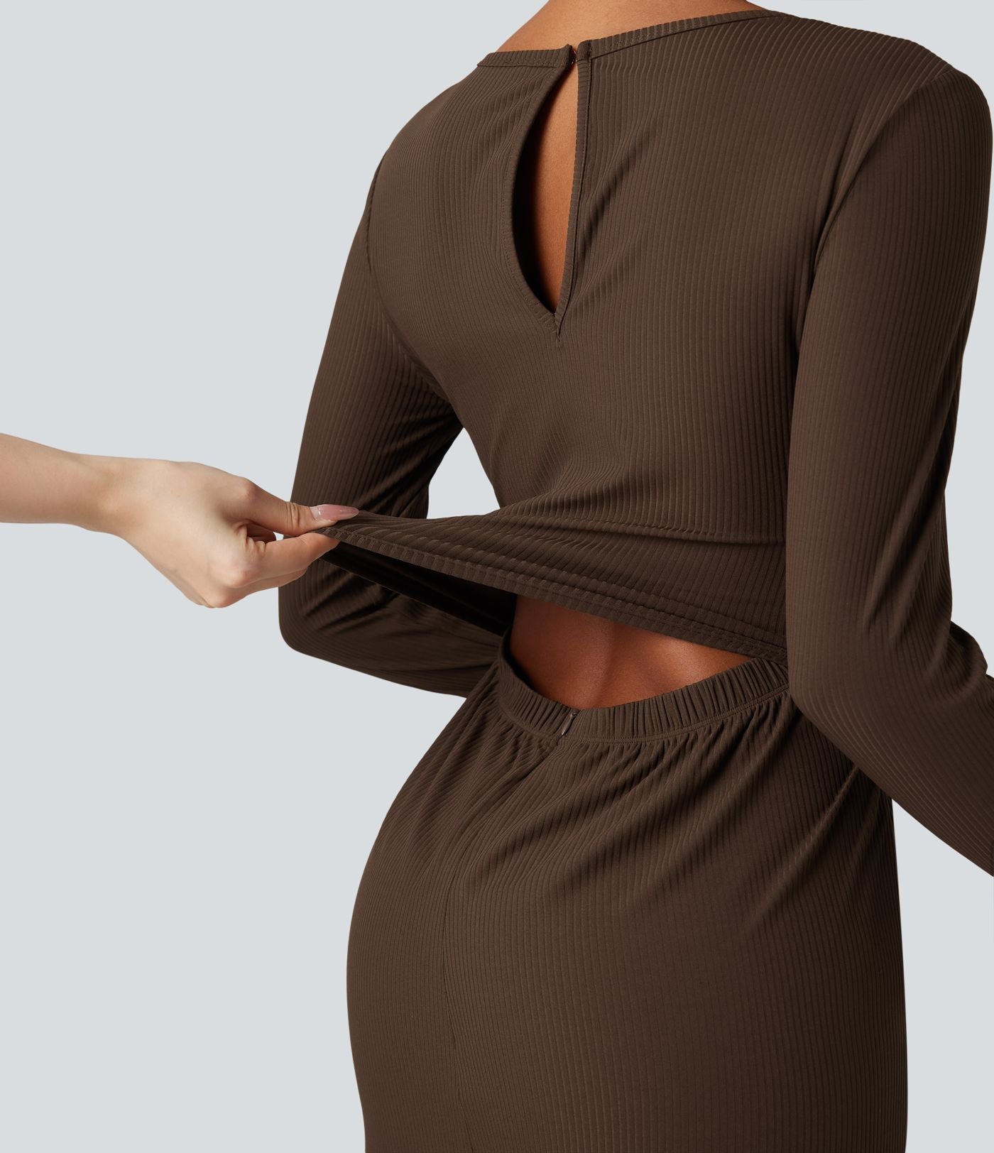 Combinaison côtelée corset col rond manches longues avec poches - Édition Easy Peasy