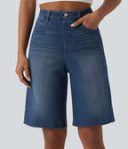 Halara Flex™ Bermuda en denim taille haute ventre plat avec poches