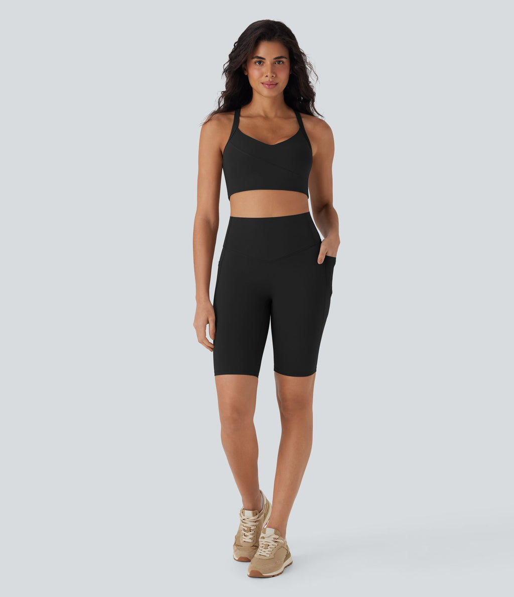 Short cycliste 22,8 cm d'entraînement gainant taille haute avec poches Halara UltraSculpt™