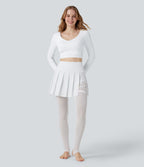 Legging à jupe étrier danse Breezeful™ 2-en-1 taille haute plissé résille contrastante séchage rapide avec poches