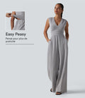 Combinaison sans manches col V à rayures avec brassière intégrée et poches – Édition Easy Peasy