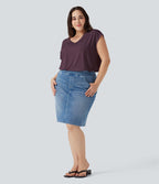 T-shirt décontracté grande taille col V manches courtes