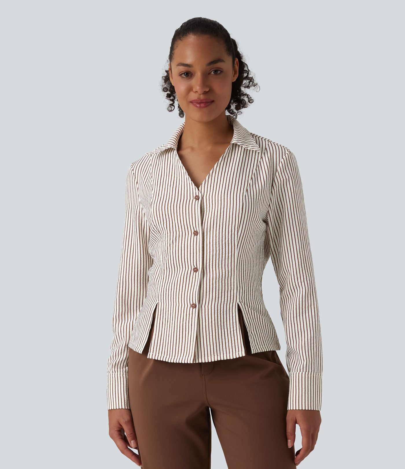 Chemise tailleur manches longues à rayures