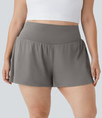 Short Yoga 10cm Plus Longue Taille Ultra Haute 2 en 1 Poche Arrière Poche Cachée Latérale Grande Taille