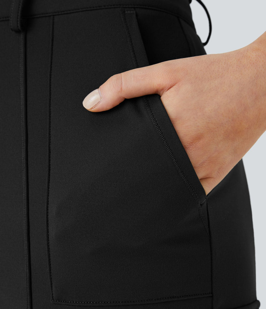 Pantalon cargo ajusté uni taille haute DayStretch avec poches zippées
