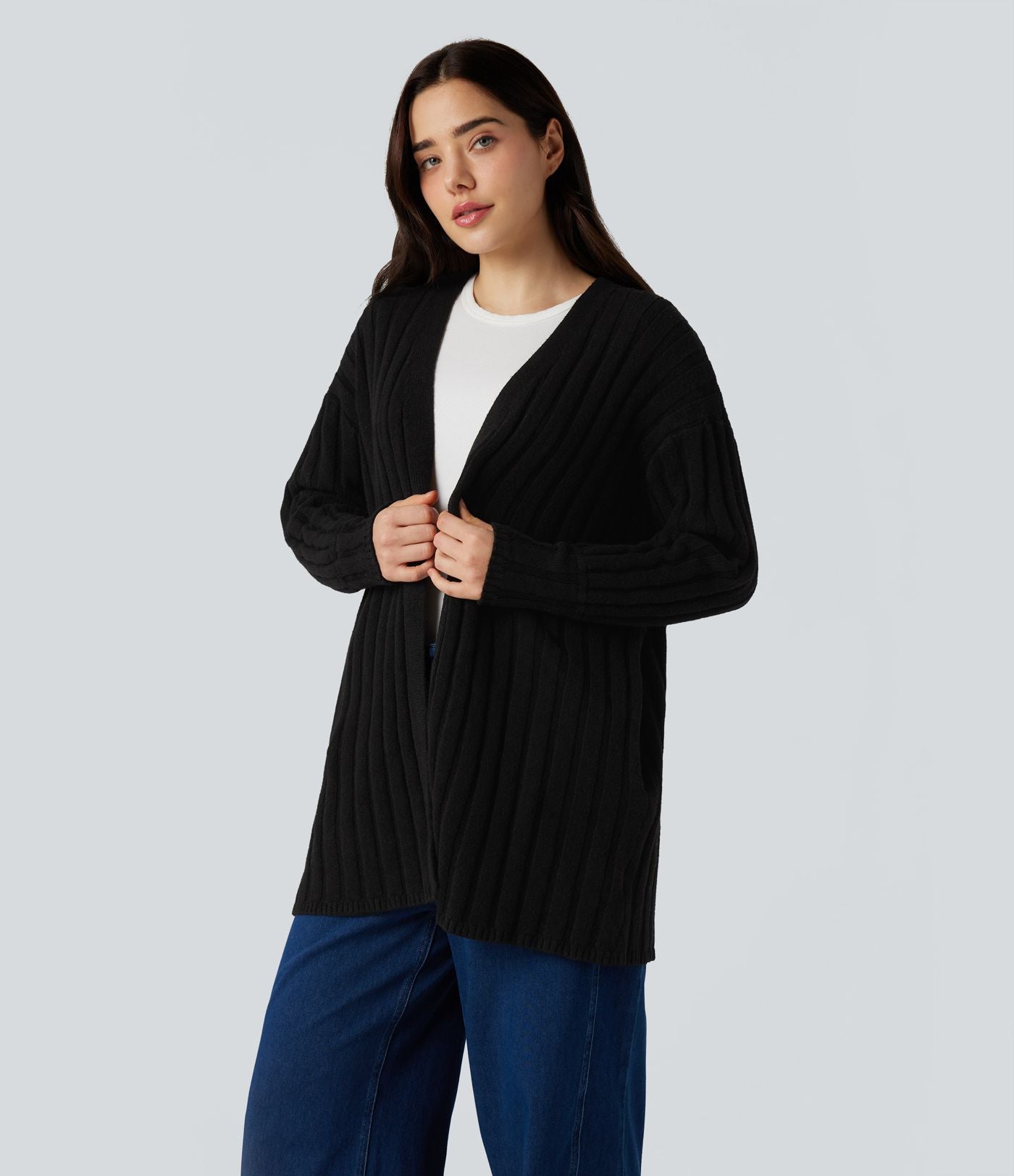 Cardigan décontracté à manches longues avec poches